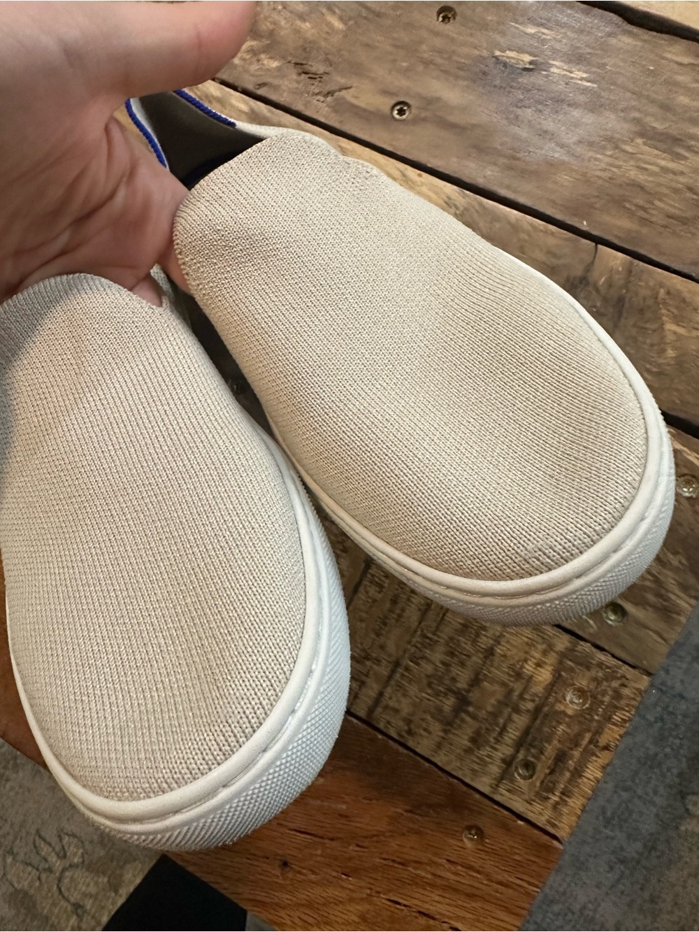 Rothy’s The Sneaker Slip On Shoes Light Beige Knit Women’s Size 6.5 - Picture 5 of 8